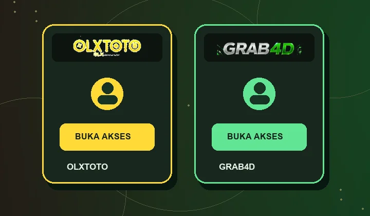Ilustrasi dua pintu akses akun dengan logo OLXTOTO kuning dan GRAB4D hijau